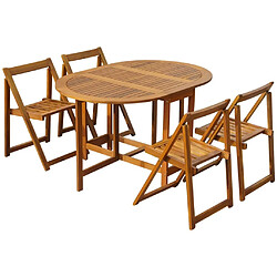 Maison Chic Mobilier à dîner pliable 5 pcs,Table et chaises d'extérieur Bois d'acacia solide -GKD810924