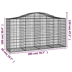 vidaXL Paniers à gabions arqués 8 pcs 200x50x100/120 cm fer galvanisé pas cher