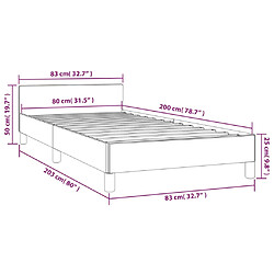 vidaXL Cadre de lit sans matelas gris foncé 80x200 cm velours pas cher