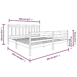 vidaXL Cadre de lit sans matelas blanc bois massif 200x200 cm pas cher