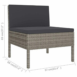 Acheter Maison Chic Salon de jardin 6 pcs + coussins - Mobilier/Meubles de jardin - Table et chaises d'extérieur Résine tressée Gris -MN52358