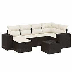 Maison Chic Ensemble Tables et chaises d'extérieur 7pcs avec coussins,Salon de jardin noir résine tressée -GKD356934