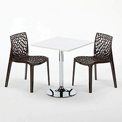 Avis Grand Soleil Table Carrèe Blanc + 2 Chaises Colorées