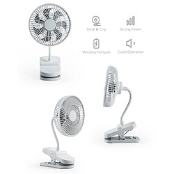 Universal Ventilateur à clips Ventilateur de poussette USB portable à 4 vitesses Clips silencieux Mini ventilateur de bureau à 360 ° Alimenté par batterie Blanc |