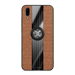 Wewoo Coque Souple Pour Vivo Y97 XINLI Stitching Tissu Étui TPU Antichoc avec Anneau Titulaire Marron