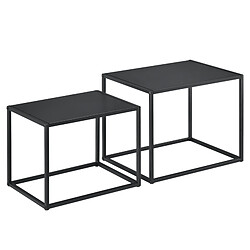 Lot de 2 Tables Basses Mandal Rectangulaires Métal Noir Mat [en.casa]