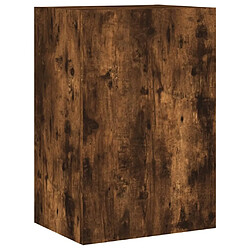 Maison Chic Meuble TV, Banc TV pour salon, Meuble de rangement mural chêne fumé 40,5x30x60 cm bois d'ingénierie -GKD34032