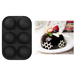 Silicone Rond 6 Trous Semi-sphère Moule Antiadhésif Moule à Gâteau Noir pas cher