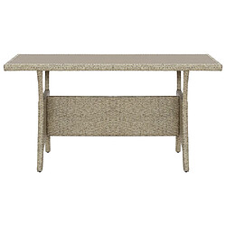 vidaXL Table de jardin Gris 130x70x66 cm Résine tressée