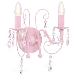 vidaXL Applique murale à perles Rose 2 ampoules E14