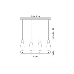 Luminaire Center Suspension Fusion blanc mat 4 ampoules 35cm