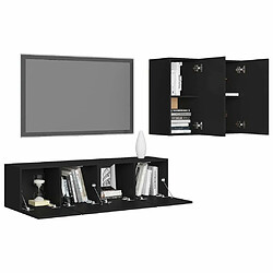 Avis Maison Chic Ensemble de meubles TV 4 pcs | Banc TV Moderne pour salon | Meuble de Rangement - Noir Aggloméré -MN26386