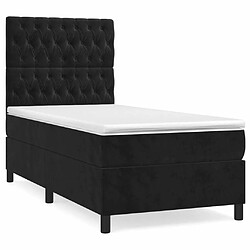 Maison Chic Lit adulte- Lit + matelas,Sommier à lattes de lit avec matelas Noir 90x200 cm Velours -GKD68607