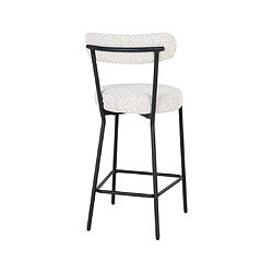 Acheter Mes Lot de 2 chaises de bar H65 cm en tissu bouclette blanc et métal noir