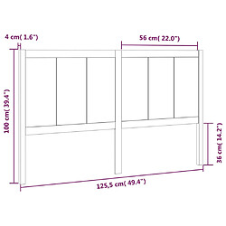 Acheter vidaXL Tête de lit Noir 125,5x4x100 cm Bois massif de pin