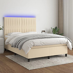 Sommier à lattes,Cadre à lattes de lit et matelas et LED pour Adulte Crème 140x190cm Tissu -MN80016