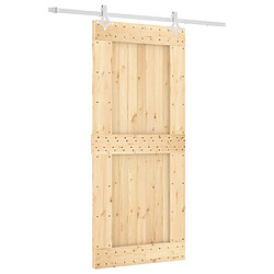 vidaXL Porte coulissante et kit de quincaillerie 90x210 cm pin massif