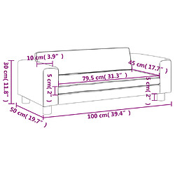 vidaXL Canapé avec repose-pied pour enfants gis 100x50x30cm similicuir pas cher