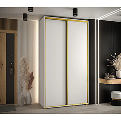 Abiks Meble Armoire à portes coulissantes Davos 3 235.2 x 140 x 45 2 portes coulissante (Blanc/Blanc/Or)