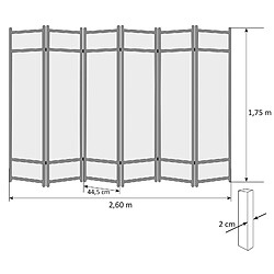 Avis Decoshop26 Paravent 6 panneaux pliable en bois noir et bambou 264 x175 cm PAR06064