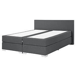 Beliani Lit boxspring en tissu gris 160x200 cm PRESIDENT