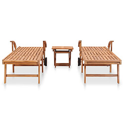 Maison Chic Lot de 2 Chaises longues avec table | Bain de soleil Relax | Transat Bois de teck solide -GKD56392