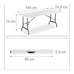 Helloshop26 Se table et 2 bancs pliants pliable jardin 180 cm blanc 13_0002461