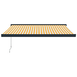 Avis Maison Chic Store banne | Auvent rétractable de porte | Marquise Brise-soleil jaune et blanc 3x2,5 m tissu et aluminium -GKD81820