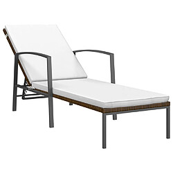 vidaXL Chaise longue de jardin avec coussin résine tressée marron