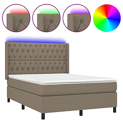 Sommier à lattes,Cadre à lattes de lit pour Adulte matelas et LED Taupe 140x190 cm Tissu -MN97349