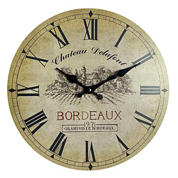 Avis L'Héritier Du Temps Horloge Murale Pendule Ronde de Cuisine ou Salon en Bois et Papier Chateau Delafont Bordeaux 4x34x34cm