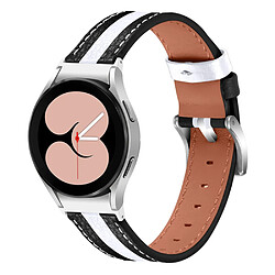 Bracelet en cuir véritable épissage de couleur, noir/blanc pour votre Samsung Galaxy Watch4 Classic 42mm/46mm/Galaxy Watch4 Active 40mm/44mm