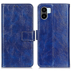 Etui en PU texture rétro crazy horse, fermoir magnétique, anti-chute, anti-rayures avec support pour votre Xiaomi Redmi A1 4G - bleu