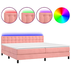 Sommier à lattes et LED,Cadre à lattes de lit avec matelas pour Adulte Rose 200x200 cm -MN78215