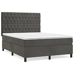 vidaXL Sommier à lattes de lit et matelas Gris foncé 140x190cm Velours