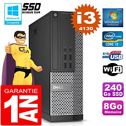 PC DELL 7020 SFF Core I3-4130 Ram 8Go Disque 240 Go SSD Graveur DVD Wifi W7 - Occasion