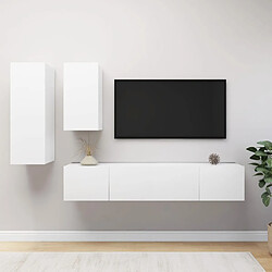 vidaXL Ensemble de meubles TV 4 pcs Blanc Bois d'ingénierie