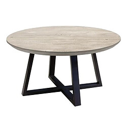 Pegane Table basse ronde en acacia massif gris - L.90 x H.45 x P.90 cm