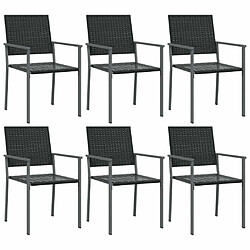 Maison Chic Lot de 6 Chaises de jardin,Fauteuil d'extérieur noir 54x62,5x89 cm résine tressée -MN58332