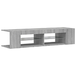 Avis Maison Chic Meubles TV avec lumières LED - Banc TV pour salon sonoma gris 135x39x30 cm -MN97526