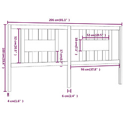 vidaXL Tête de lit 206x4x100 cm Bois massif de pin pas cher