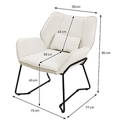 Acheter ML-Design Fauteuil 2 places Fauteuil relax Coussin de dossier Fauteuil de salon Lin Beige