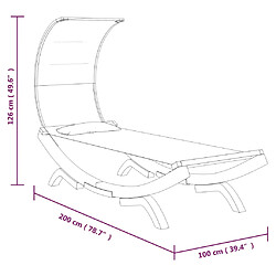 vidaXL Lit repos et auvent 100x200x126 cm Bois courbé Anthracite pas cher