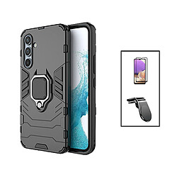 PHONECARE Kit Film Verre Trempé 5D Full Cover + Coque 3X1 Military Defender + Support Magnétique L Safe Driving Voiture pour Samsung Galaxy A24 - Noir