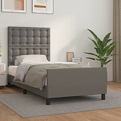 Maison Chic Lit adulte - Cadre Structure de lit avec tête de lit Contemporain Gris 100x200 cm Similicuir -MN89351