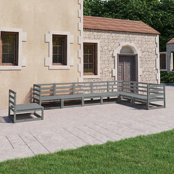 Maison Chic Salon de jardin 8 pcs - Table et chaises d'extérieur - Mobilier/Meubles de jardin Moderne gris bois de pin massif -MN97645