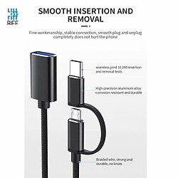 Riff V8 2in1 OTG Host Cable Type-C + Connecteur Micro USB Mâle vers USB 3.0 Type A Rouge pas cher