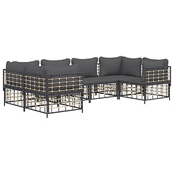 Avis Maison Chic Salon de jardin 6 pcs + coussins - Mobilier/Meubles de jardin - Table et chaises d'extérieur anthracite résine tressée -MN54248