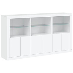 Avis Maison Chic Commode Buffet - Meuble de rangement avec lumières LED blanc 181,5x37x100 cm -GKD20103