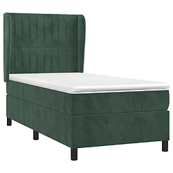 Avis Maison Chic Structures de lit + matelas,Lit à sommier tapissier avec matelas Vert foncé 90x190 cm -MN10106